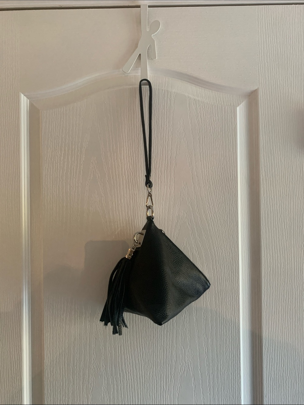 Minimalist Black Wristlet Clutch with Tassel
